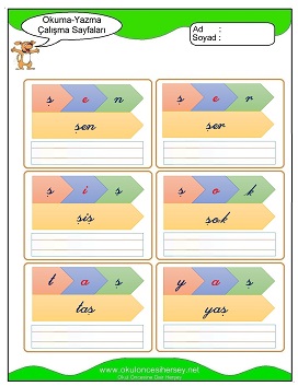 ş sesi Çalışma Sayfaları